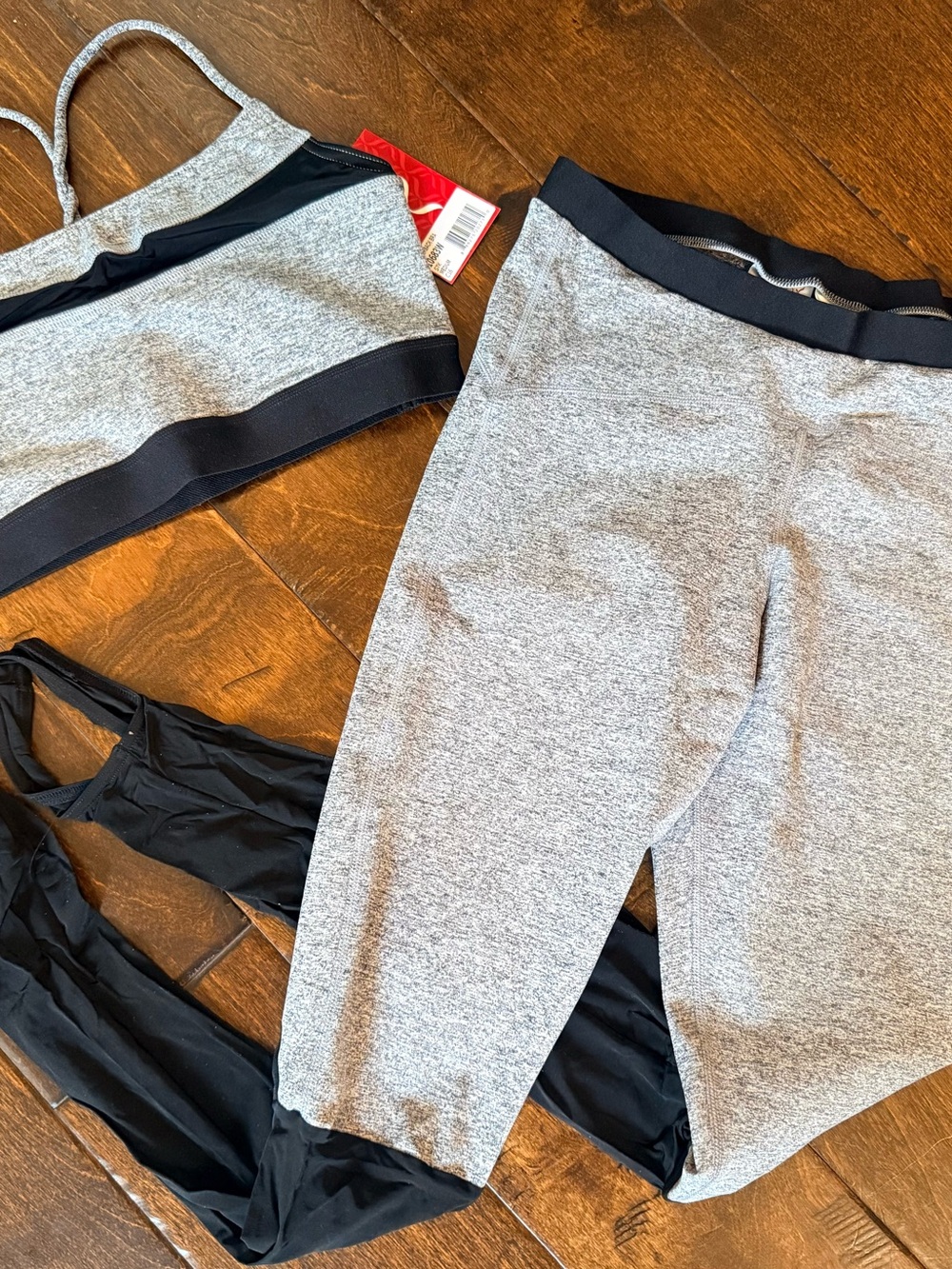 Capezio Gray and Black Sports Bra and Capri Set